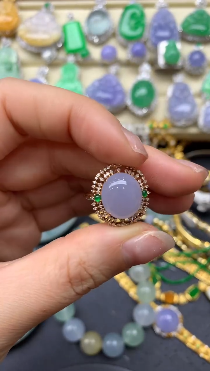 【闪购商品】翡翠戒指18K金镶嵌500-中国好珍宝