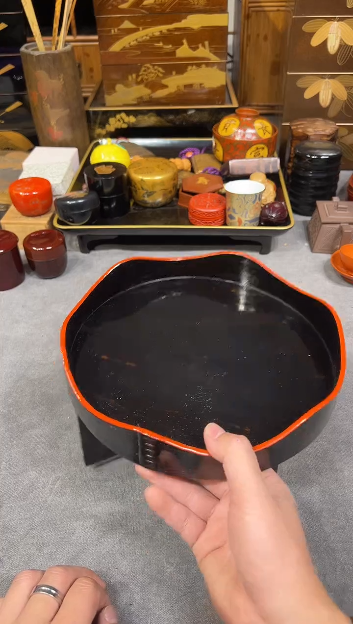 高足果子盘大漆漆器大漆漆器