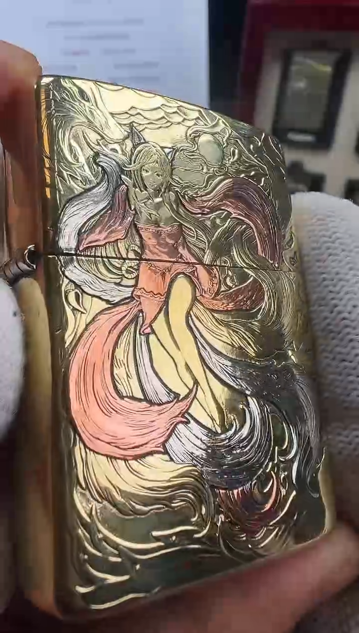 铜168-DD黄铜盔甲浮雕镶嵌紫铜白铜-三代九尾