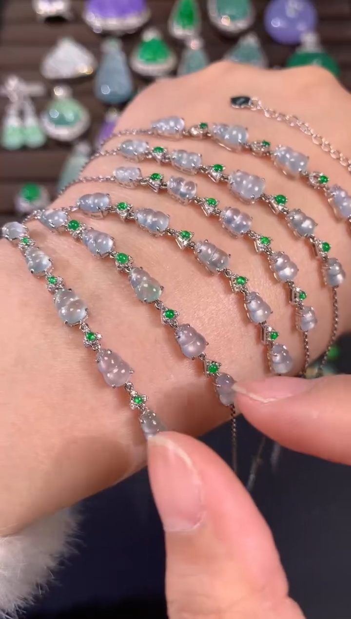 【闪购商品】翡翠手链18K金镶嵌A741|(多样性发货）拍一发一