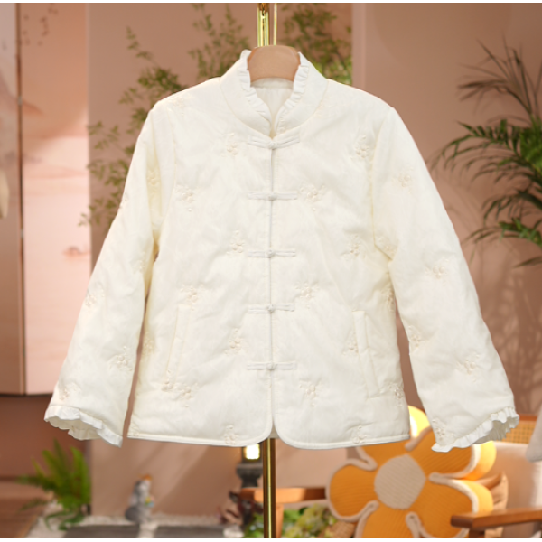 《 梨花院-棉服》2025年秋冬新款加厚刺绣简约高级感时尚休闲减龄