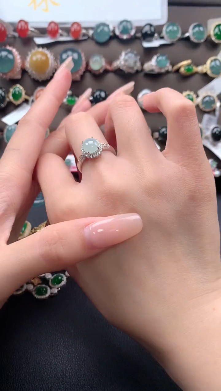 【闪购商品】翡翠戒指银S925镶嵌87567567566