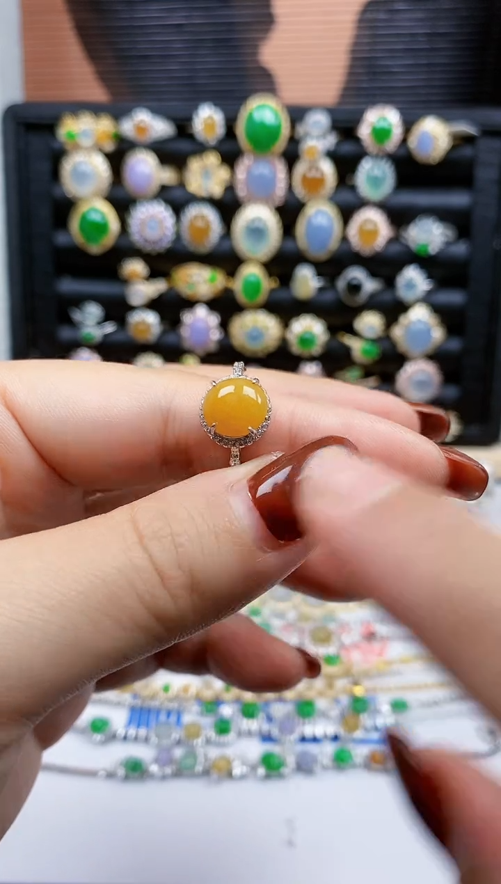 银S925镶嵌戒指翡翠339
