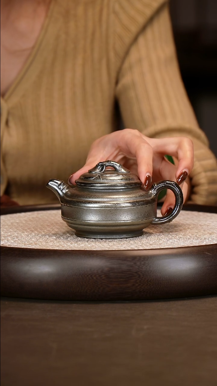 茶壶紫砂【陈友林】天青柴烧竹鼓   250CC