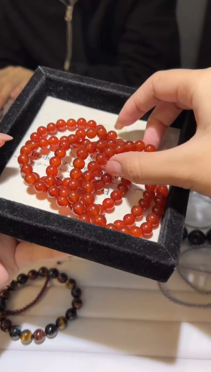 玛瑙/玉髓未镶嵌手链10mm红玛瑙（高温优化）