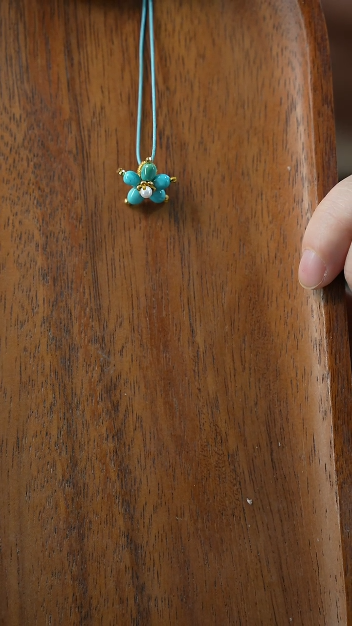 未镶嵌花花定制绿松石不退不换(不含绳)YXH-003