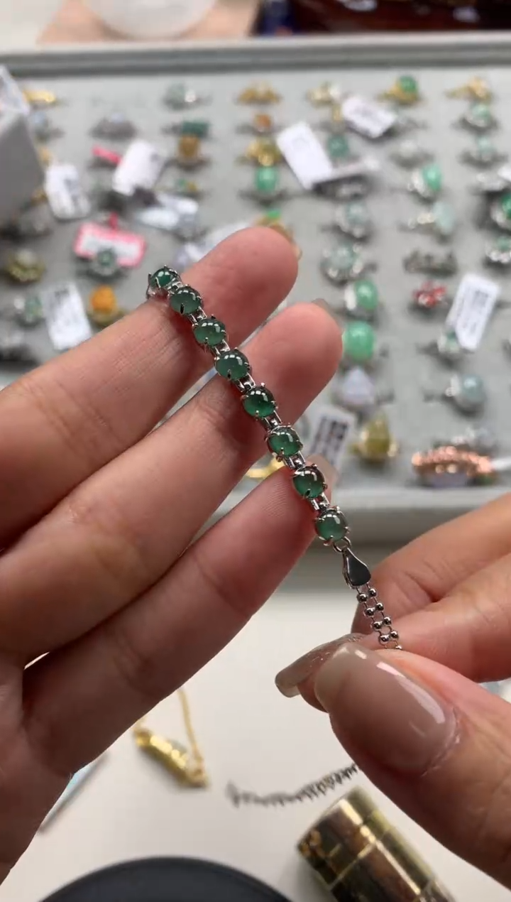 银S925镶嵌戒指翡翠手链5