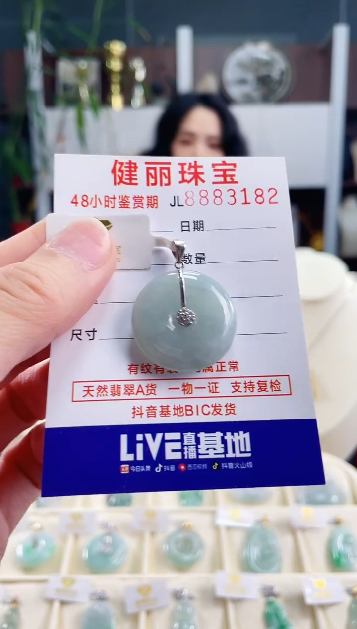 【闪购商品】翡翠颈饰银S925镶嵌天然缅甸翡翠 平安扣(一物一证)