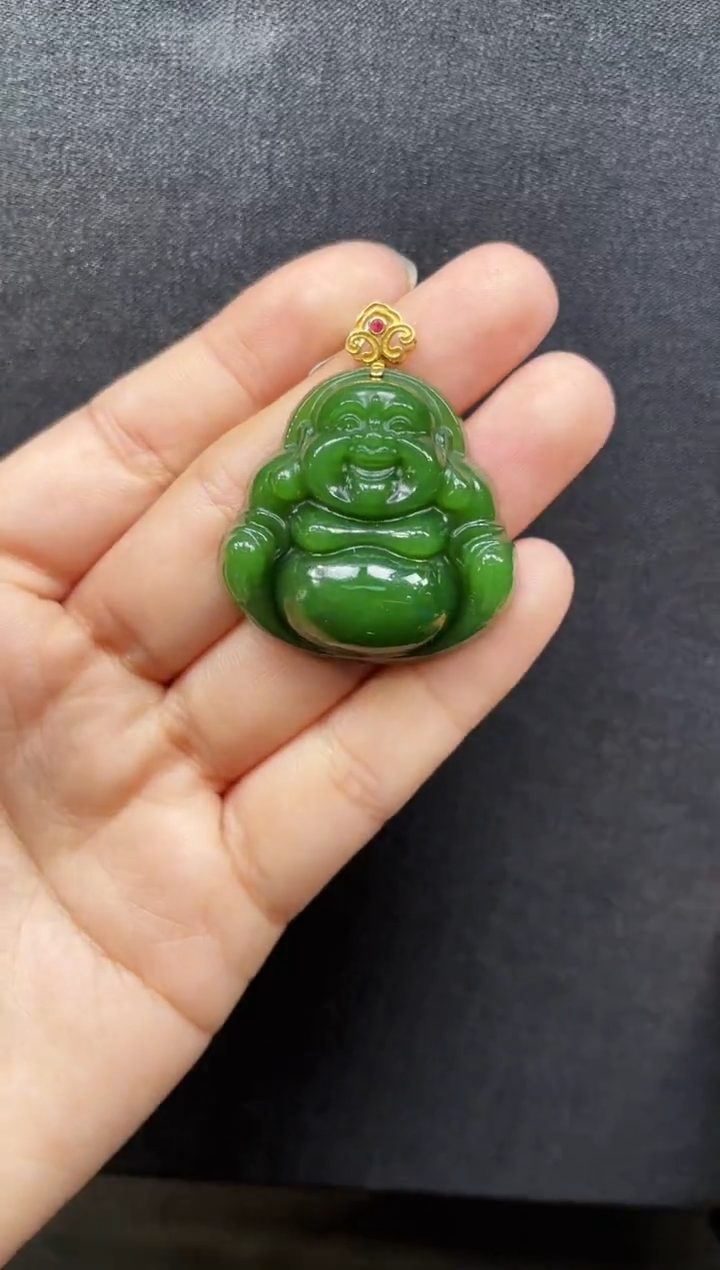 【闪购商品】和田玉吊坠18K金镶嵌35MM 多样性发一
