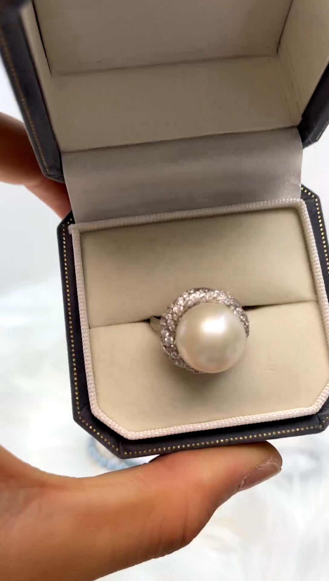 海水珍珠戒指银S925镶嵌13.4