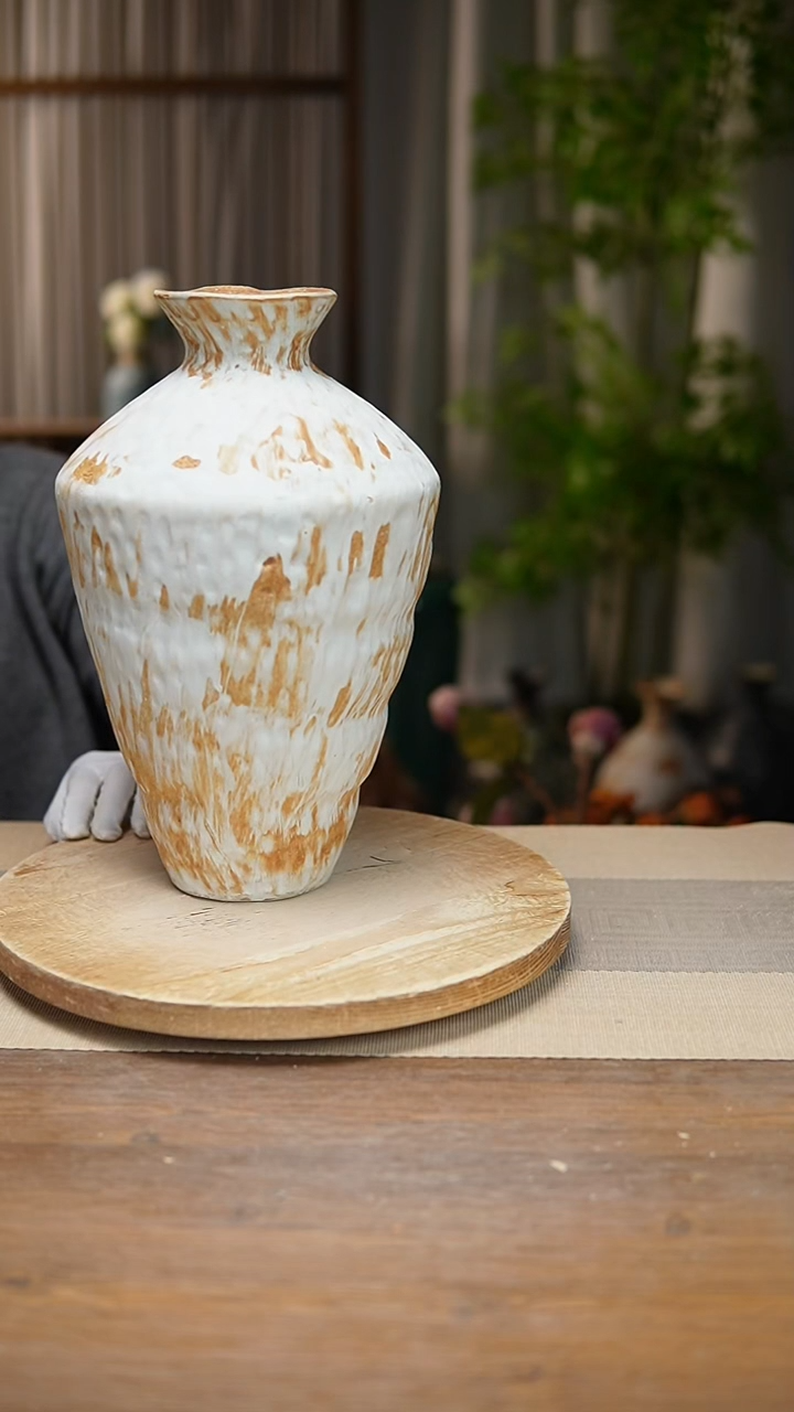 【闪购商品】陶瓷  花器诧寂黄高脚