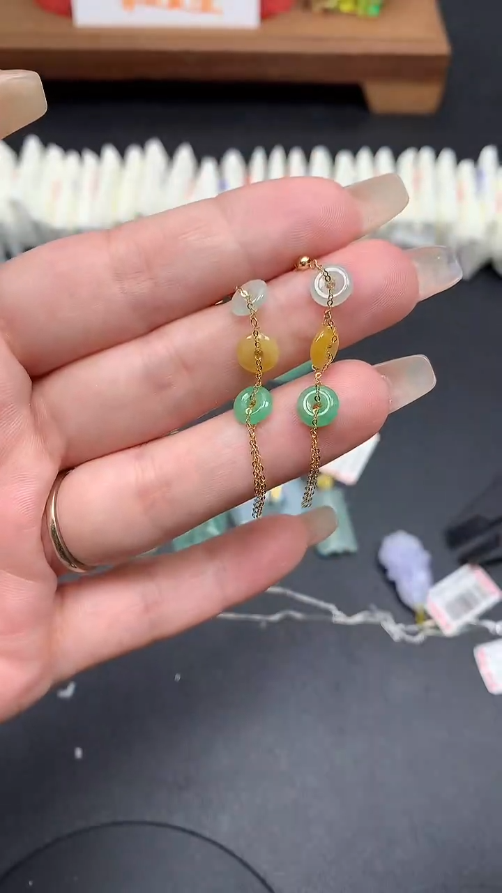 【闪购商品】翡翠耳饰18K金镶嵌MS160007MS160008