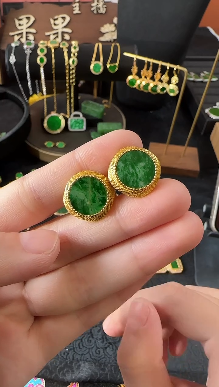 【闪购商品】翡翠耳饰银S925镶嵌耳饰