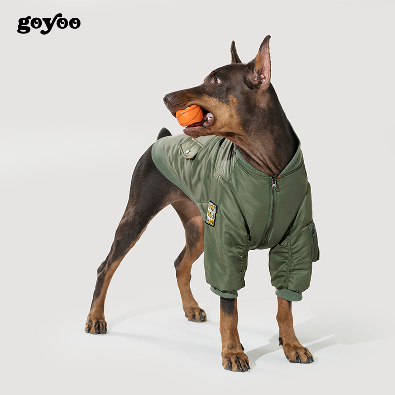 GOYOO经典复古尼龙防水宠物飞行夹克棉服杜宾大型犬潮牌衣服秋冬