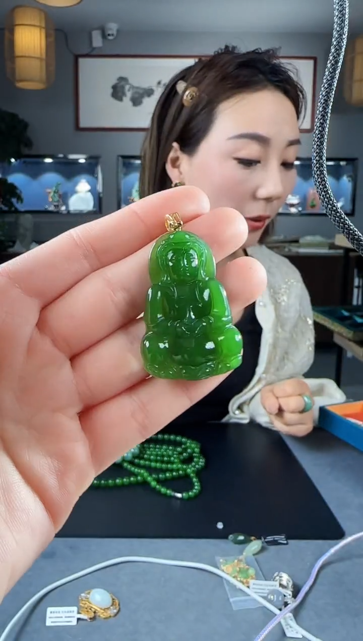 【闪购商品】和田玉吊坠(不含链)18K金镶嵌1