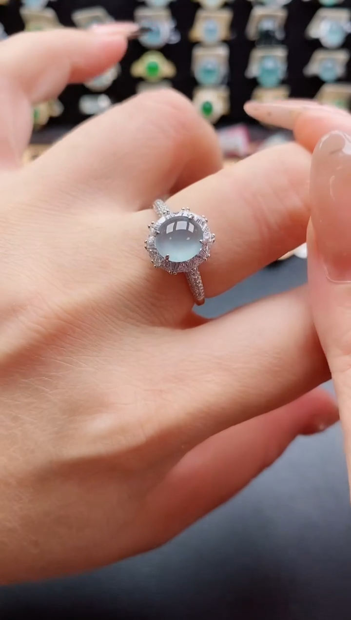 银S925镶嵌戒指翡翠1