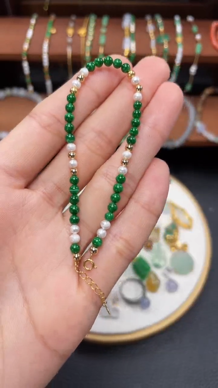 【闪购商品】翡翠套链18K金镶嵌一个  JK301