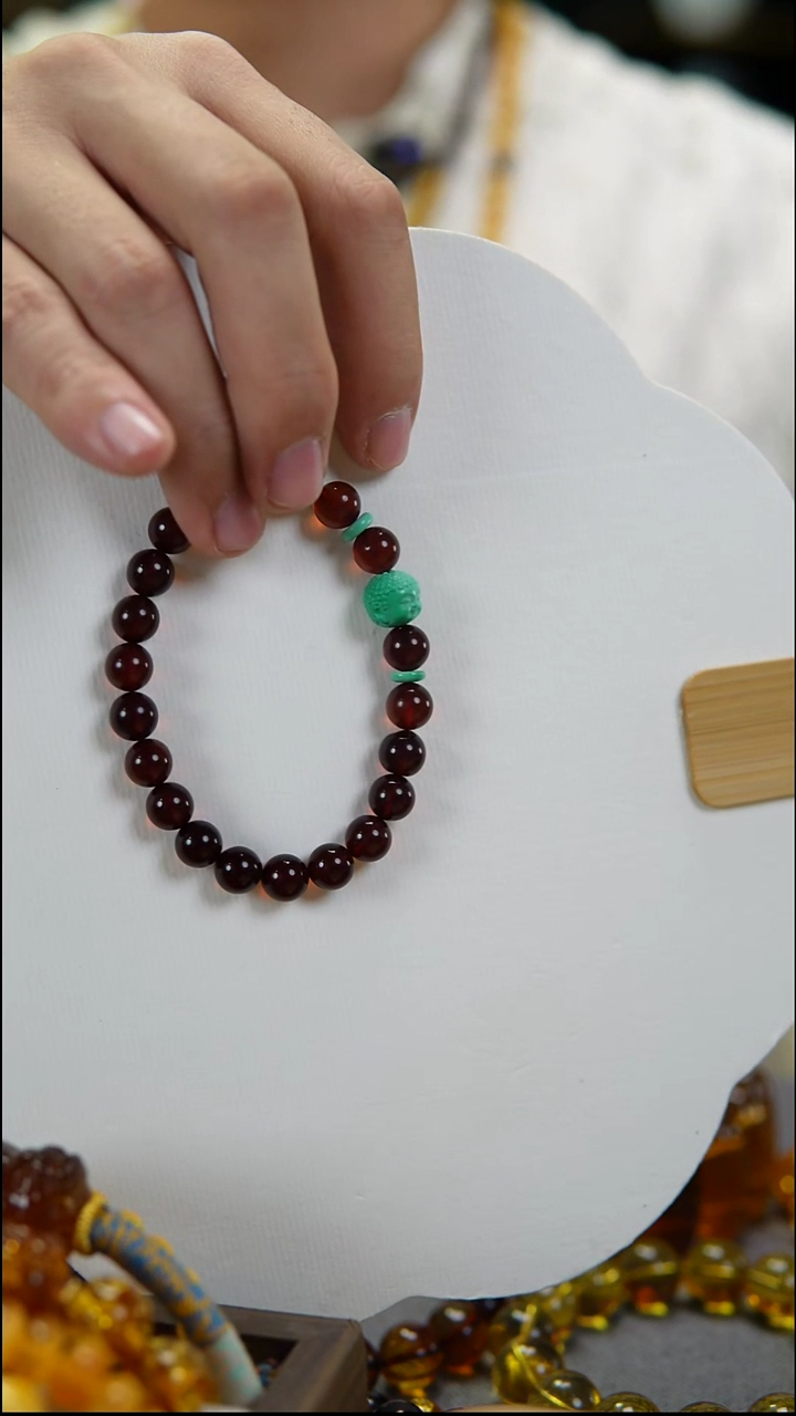 手串琥珀未镶嵌8mm天然缅甸血珀手串设计款