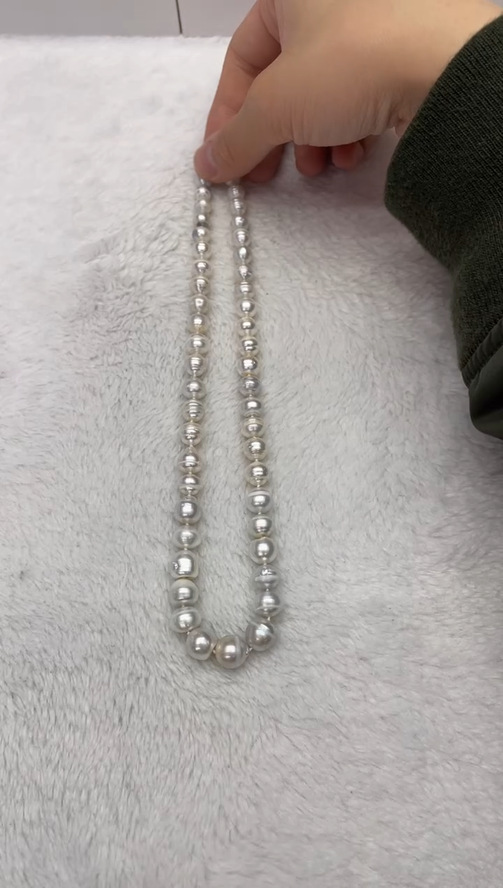 【闪购商品】海水珍珠项链银S925镶嵌澳白螺纹7-11mm（多样性发一）