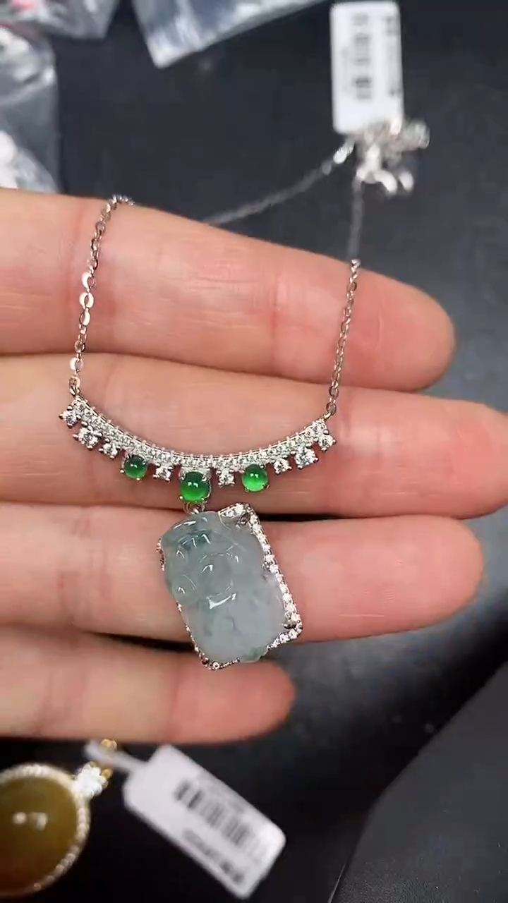 银S925镶嵌戒指翡翠9300