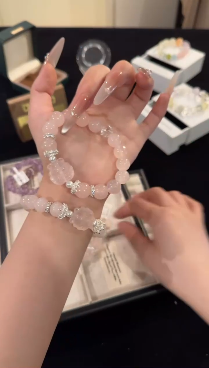 水晶手链合金粉水晶x1712