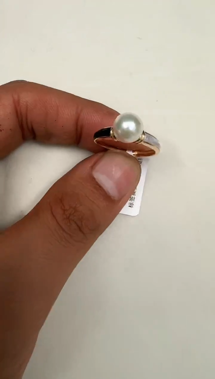 银S925镶嵌戒指海水珍珠戒指