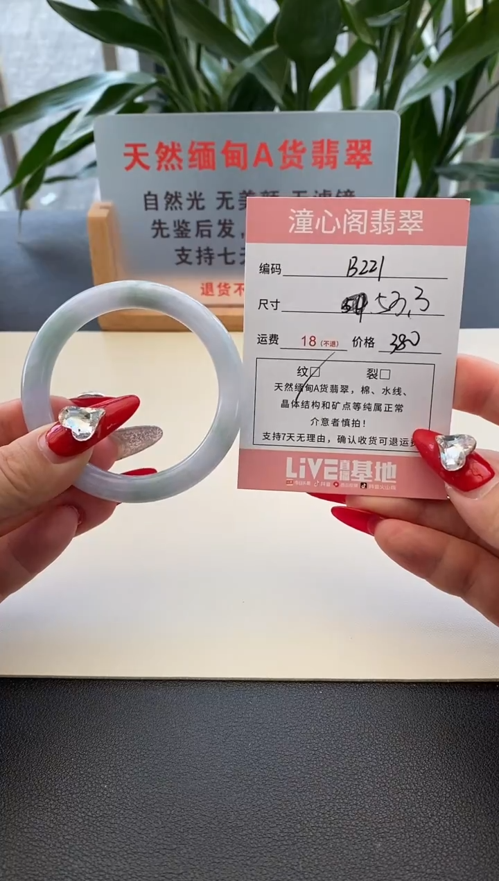 未镶嵌手镯翡翠53圈口 b221