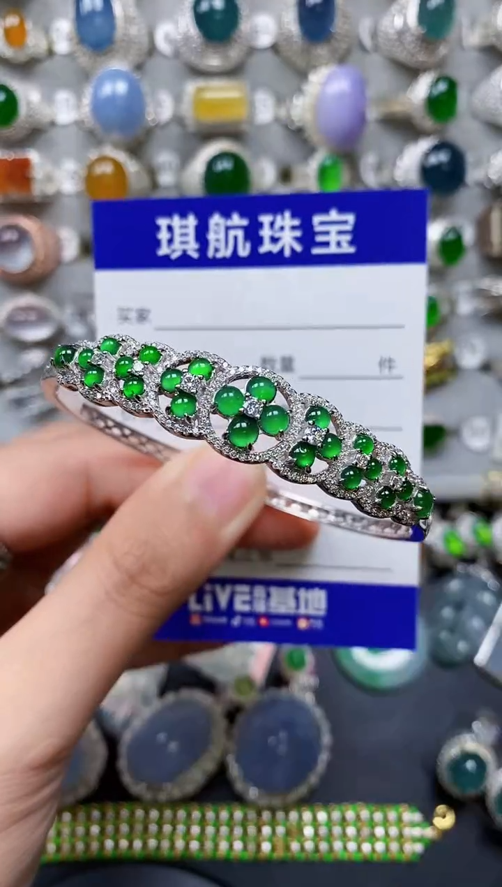 【闪购商品】翡翠手镯银S925镶嵌0312