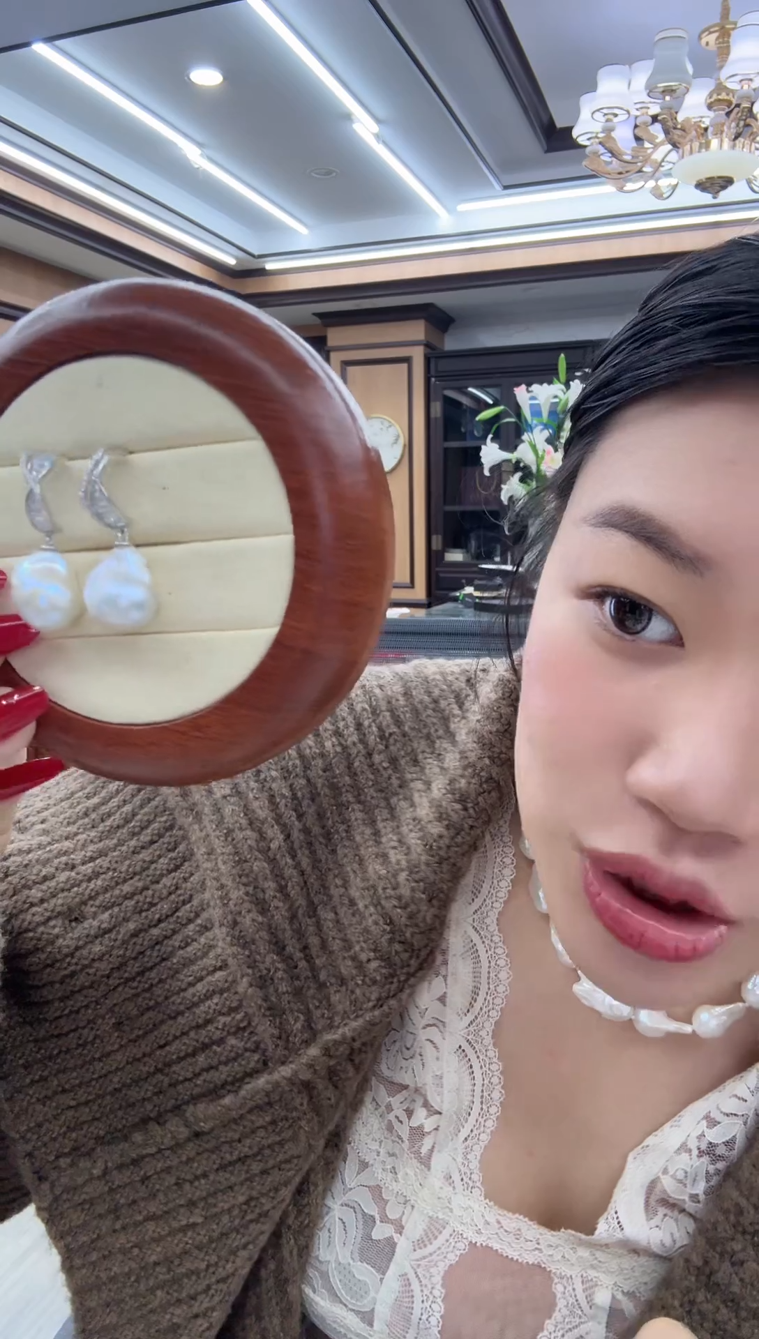 银S925镶嵌耳饰淡水珍珠ed2355