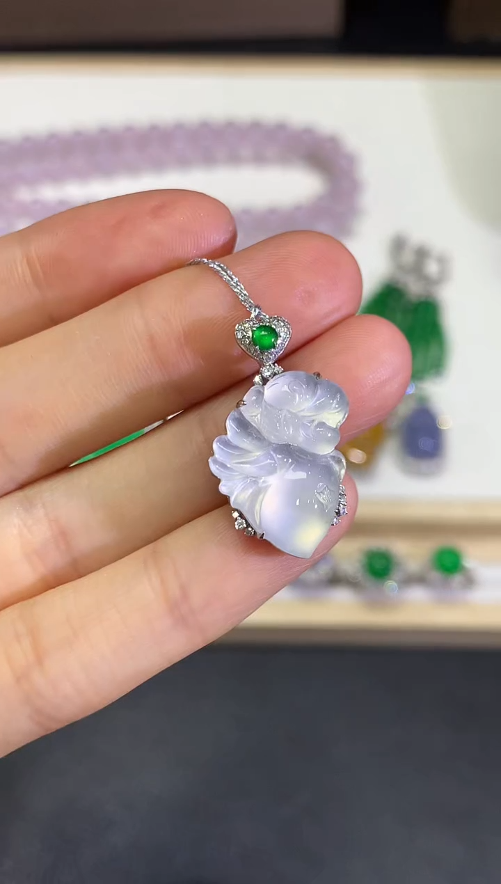 【闪购商品】翡翠颈饰18K金镶嵌团购54