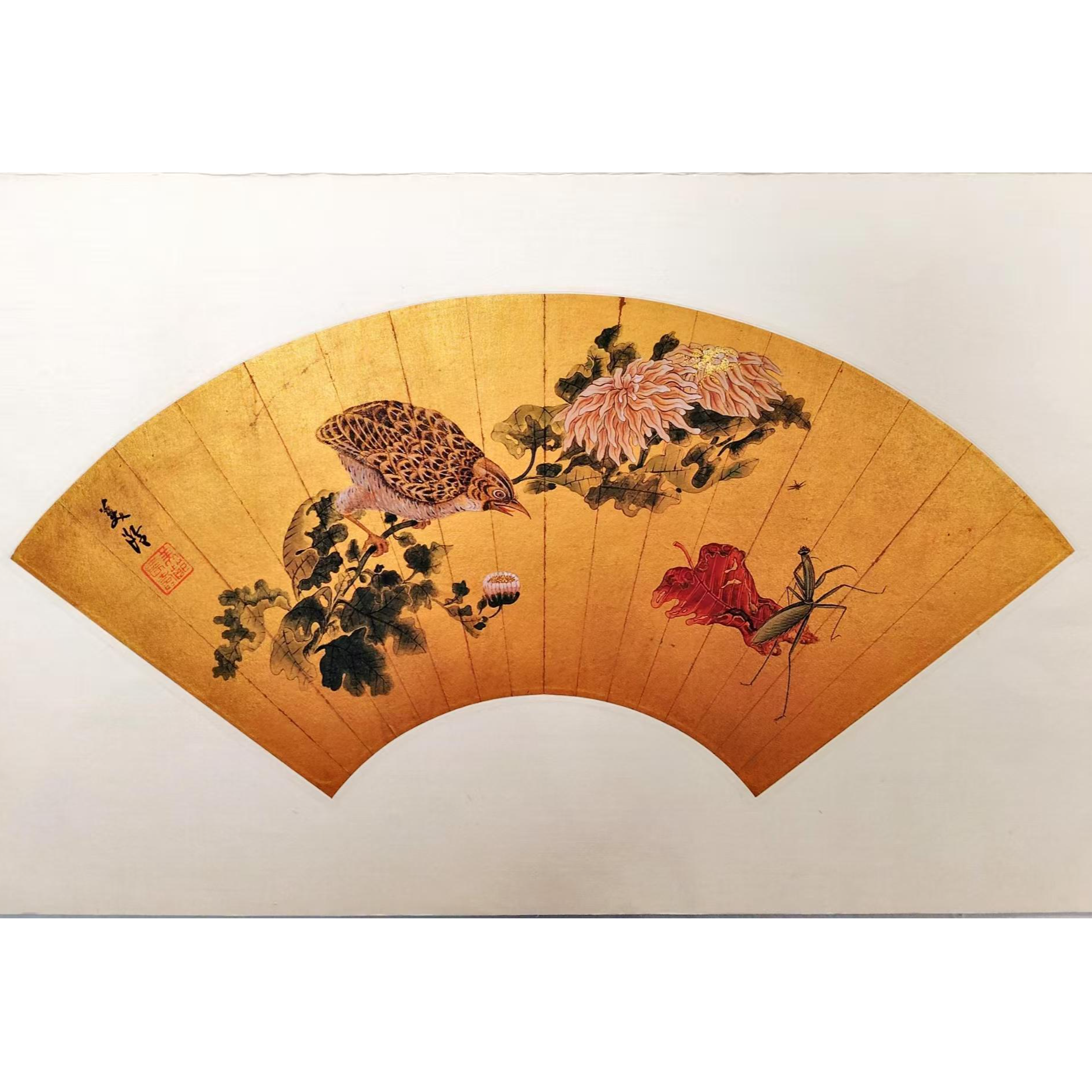 lot23 宋美龄（款）工笔花鸟扇面 镜片