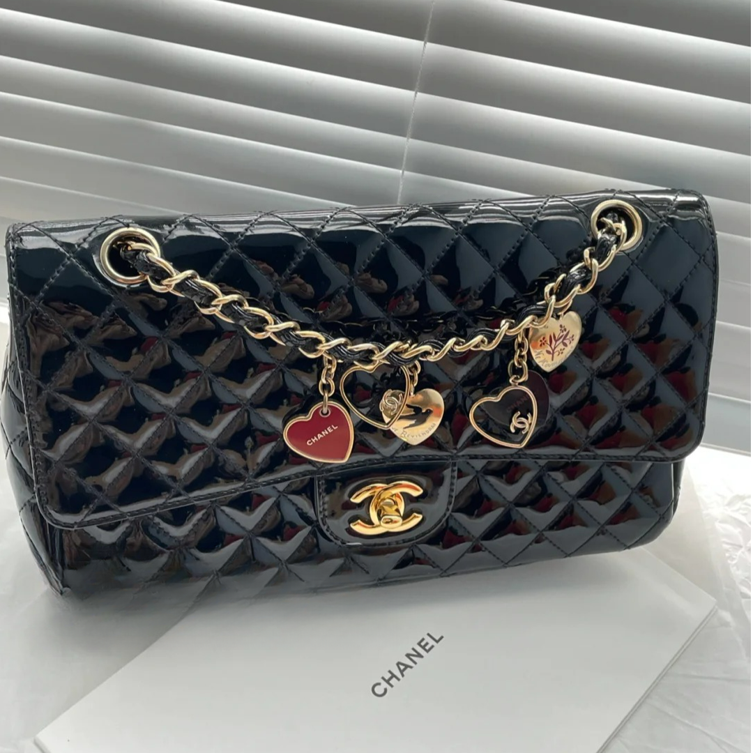 99新 Chanel/香奈儿 cf中号漆皮黑金限定/99新/优选