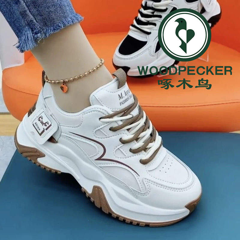 啄木鸟老爹鞋女2025春秋爆款网红休闲防滑运动鞋休闲女士百搭潮鞋