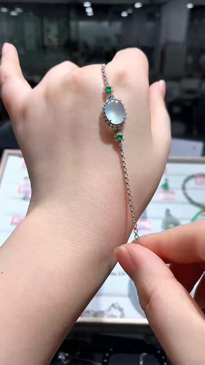 【闪购商品】翡翠18K金镶嵌颈饰翡翠手链|不退不换