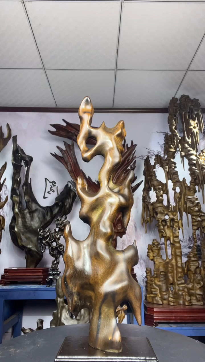 金丝楠木雕款金**影金丝楠木工艺品摆件