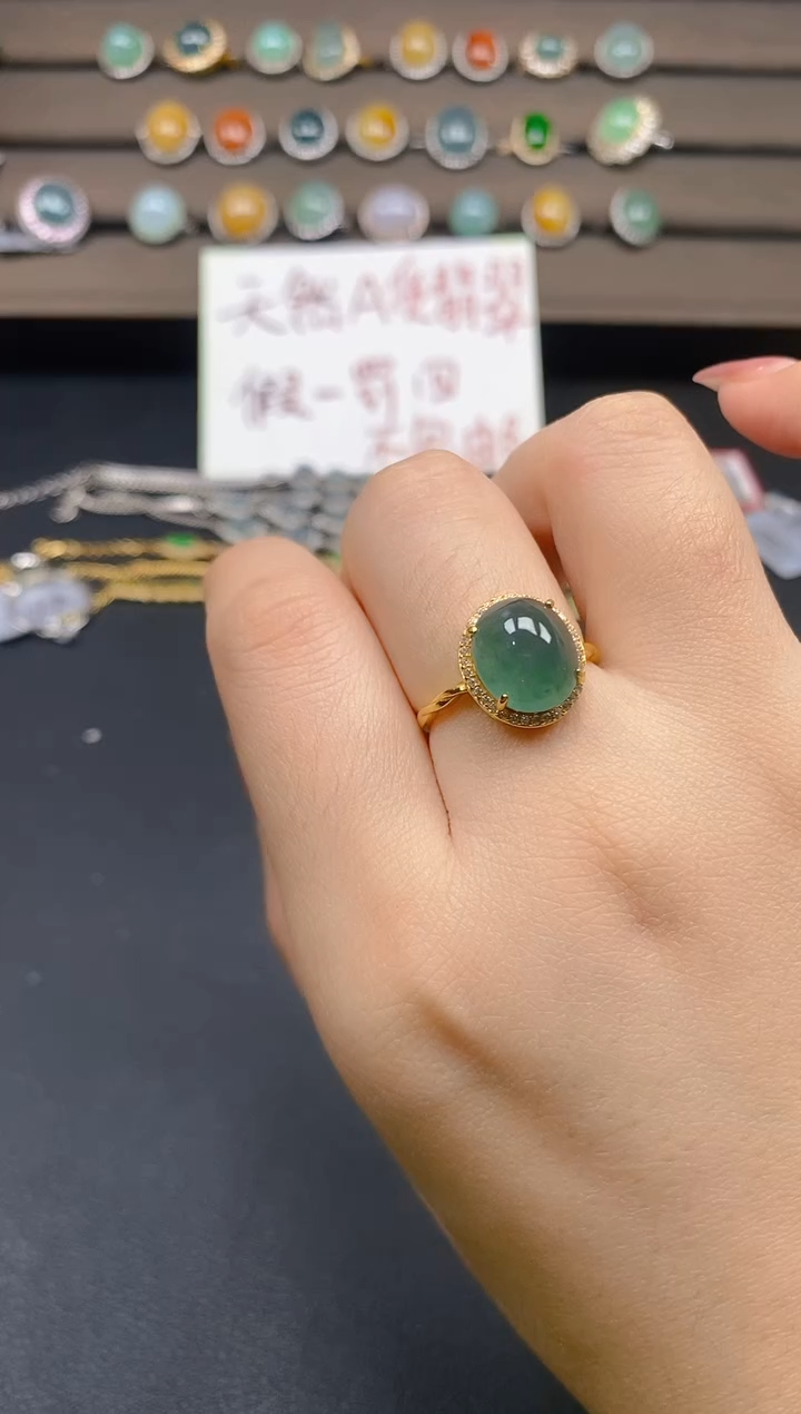 翡翠戒指银S925镶嵌58