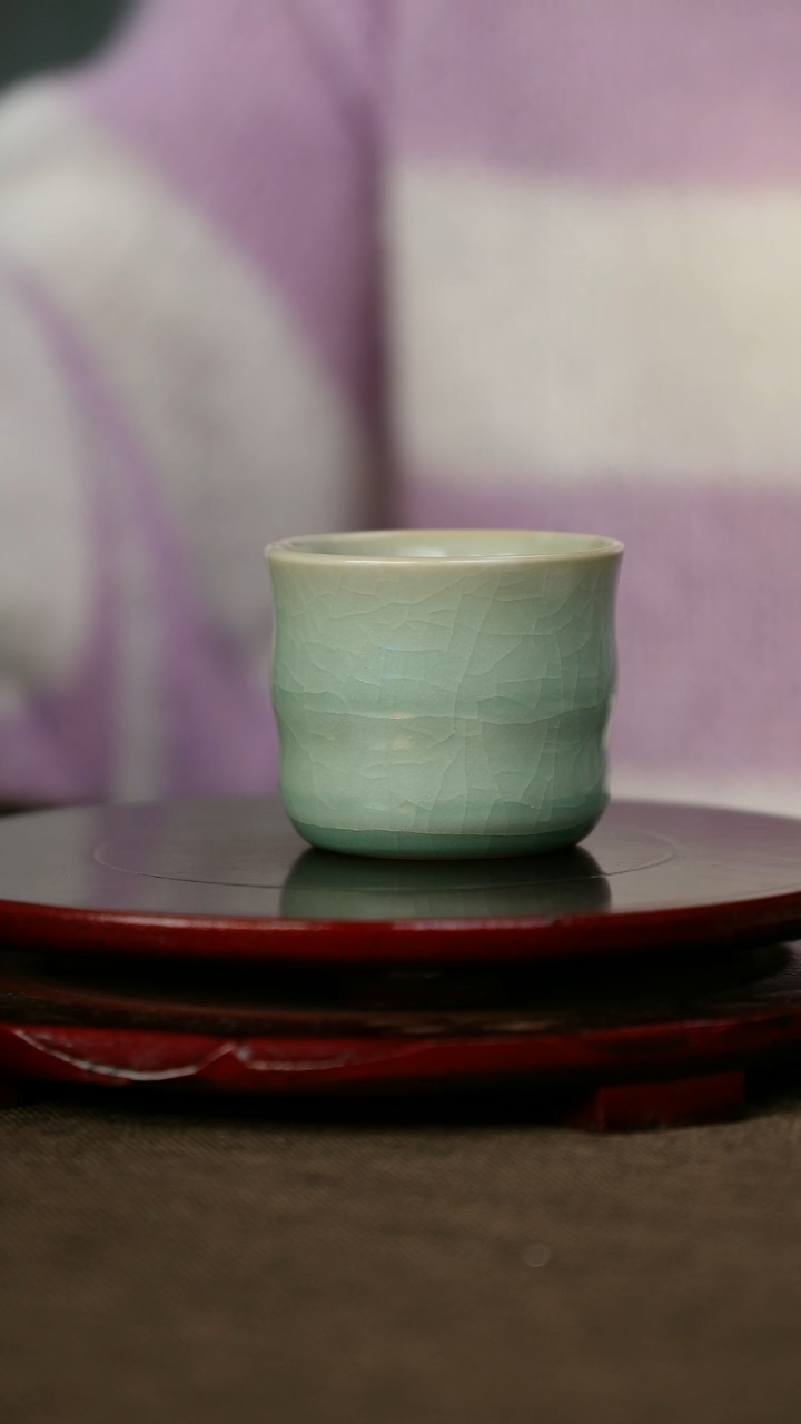 全品 竹节杯 仿古釉