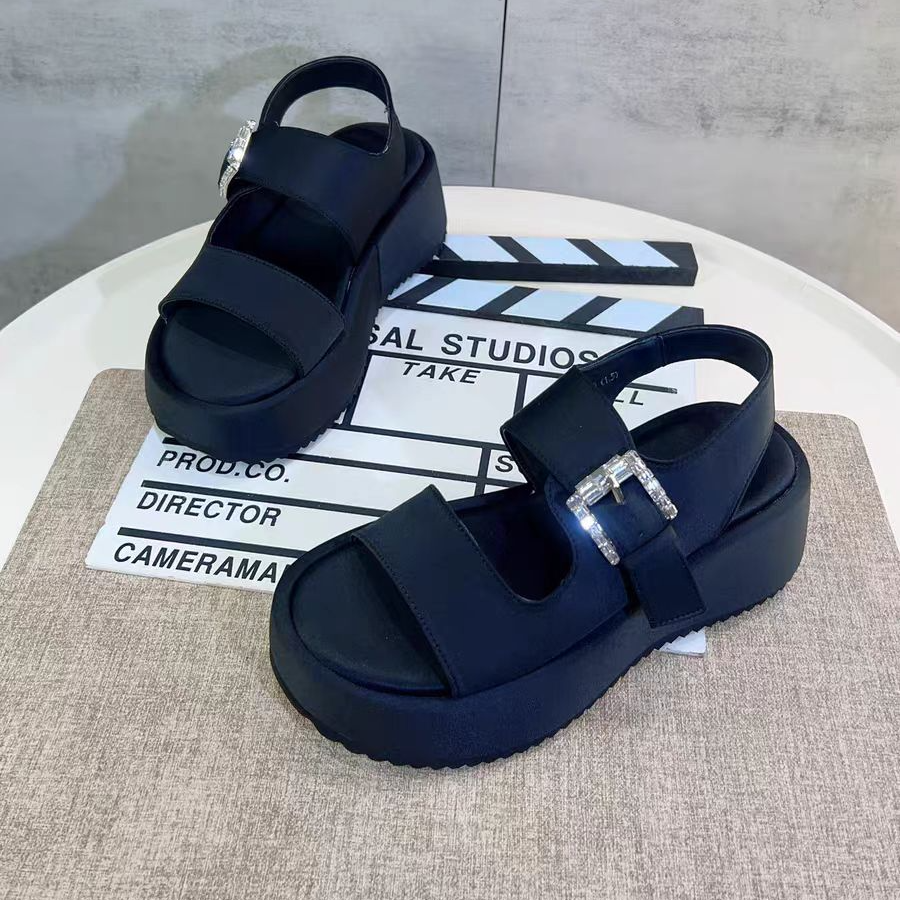 新款软面厚底外穿舒适时尚增高罗马钻扣凉鞋女5K0-668-138