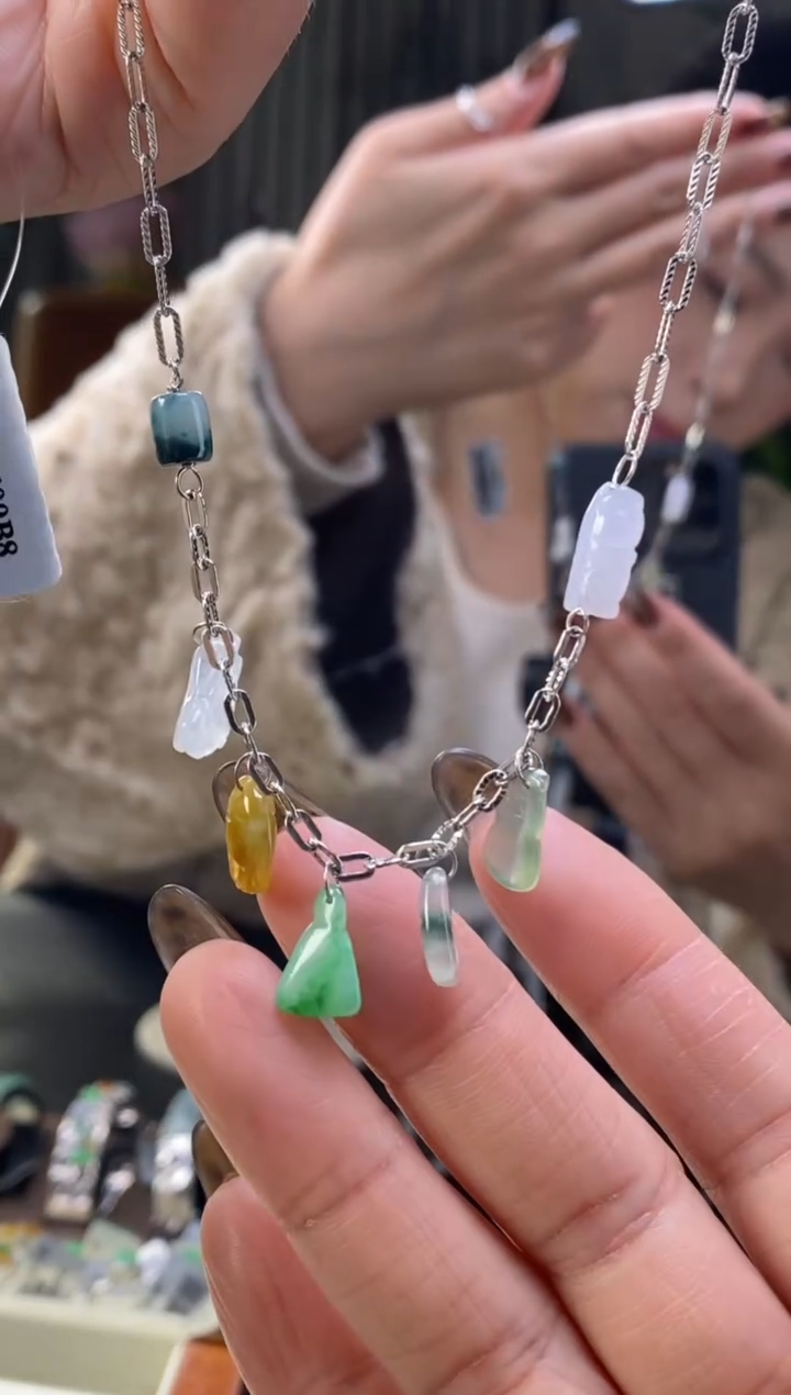 颈饰银S925镶嵌翡翠19469