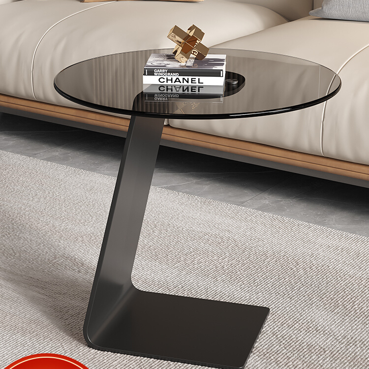 钢化玻璃茶几客厅沙发创意边几轻奢现代简约高级极简圆桌创意角几