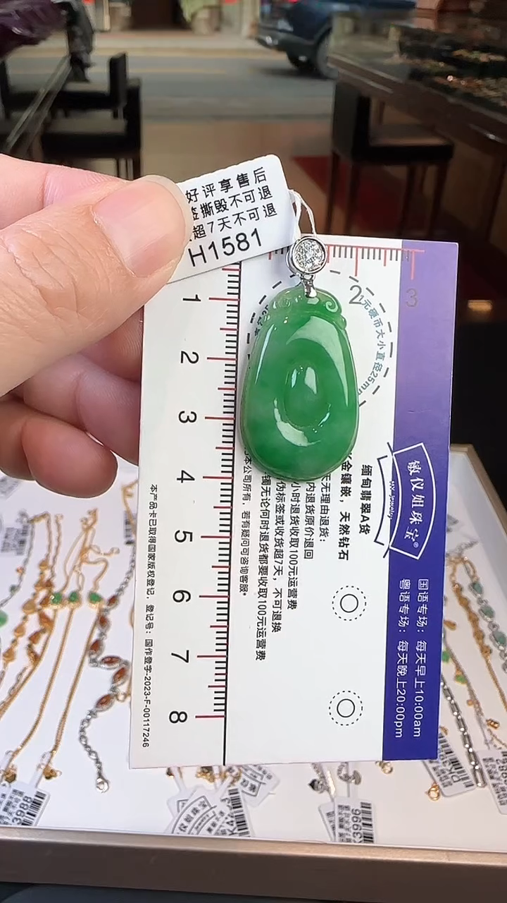 【闪购商品】翡翠颈饰18K金镶嵌H1581绿福在眼前