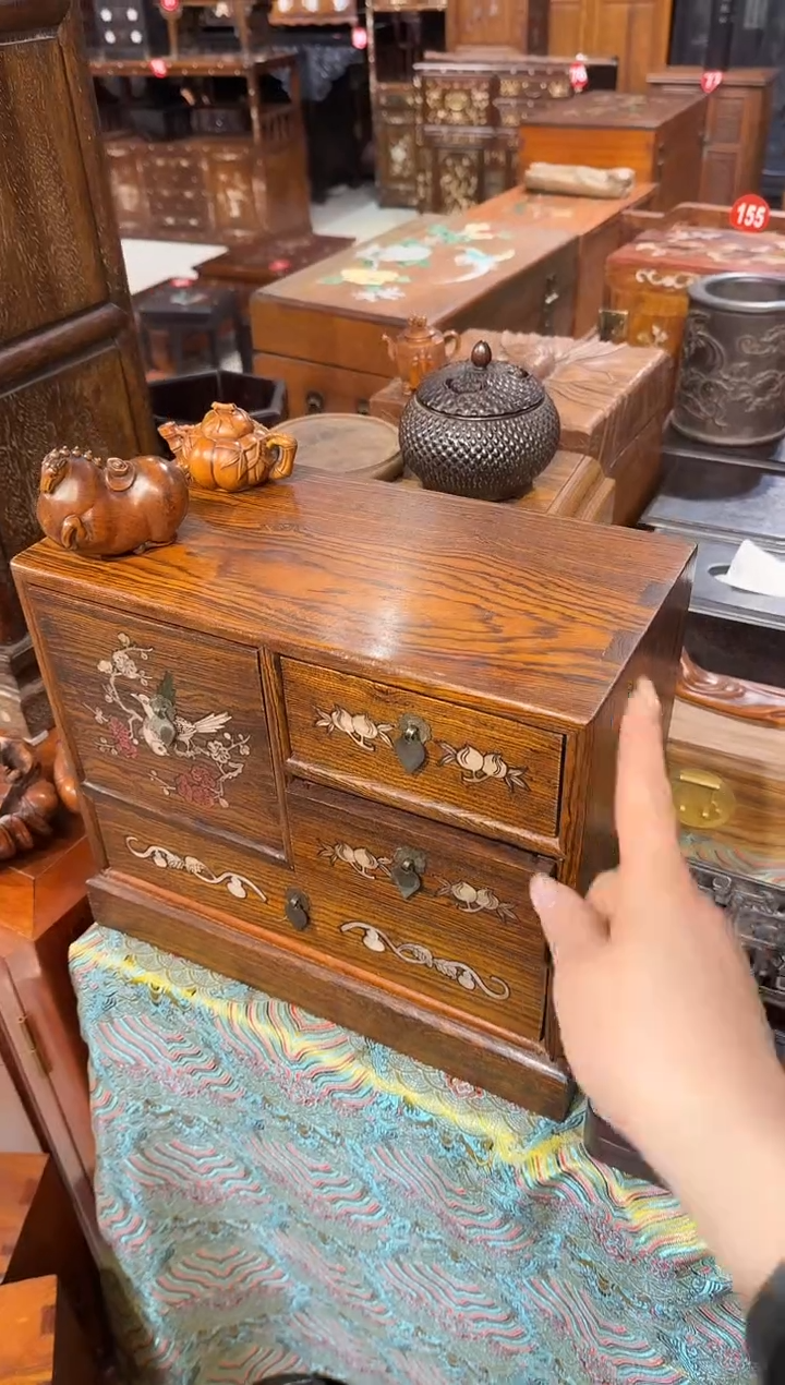 【闪购商品】木木艺黄花梨喜鹊登梅四抽屉柜498.8888