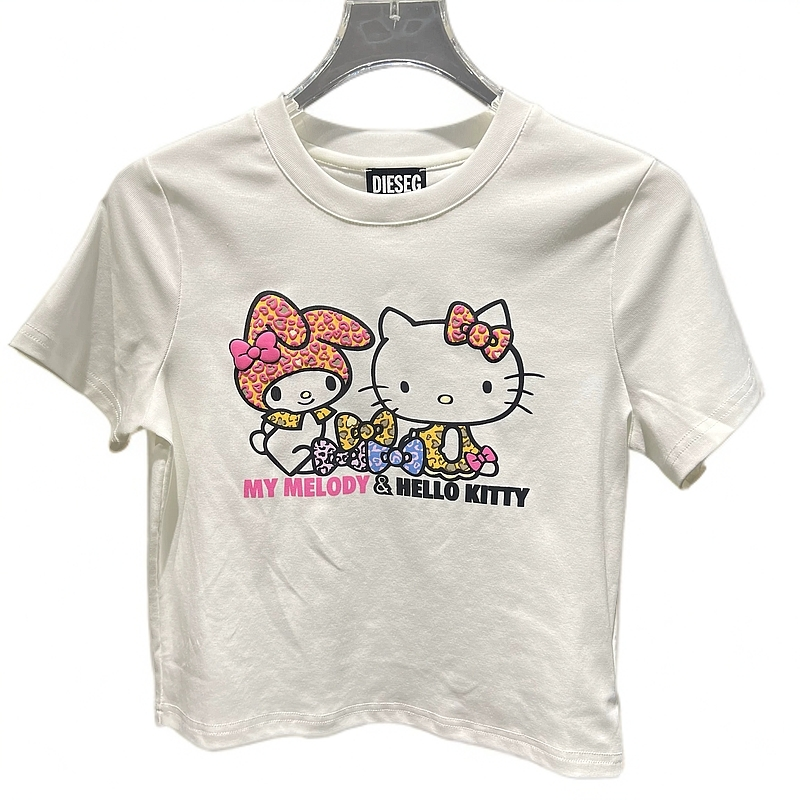 A034白色猫咪印花上衣T恤