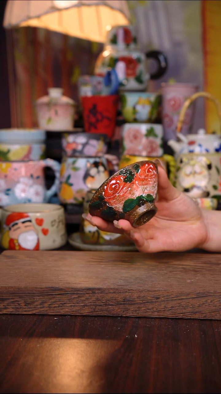 杯子陶泥垚手作 景德镇手工手绘陶瓷器物