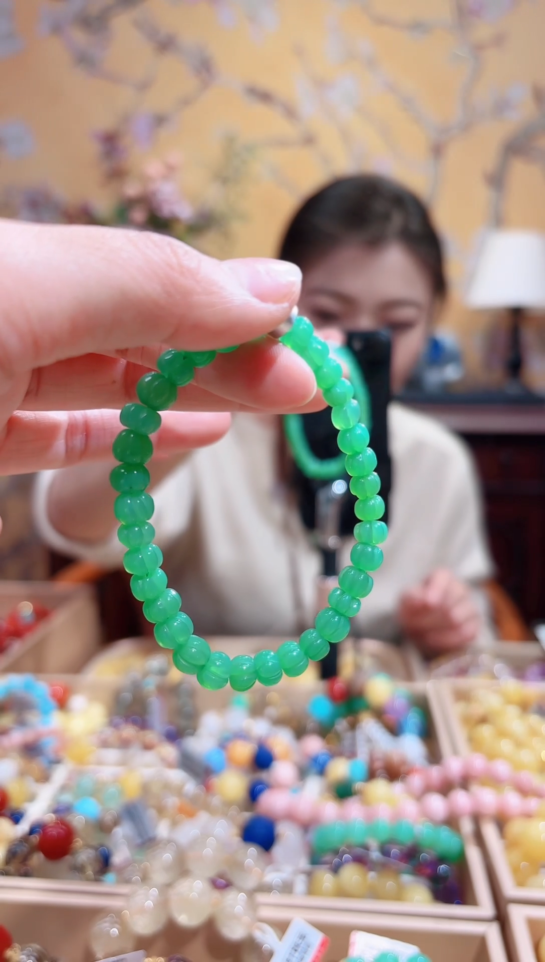 未镶嵌手链石英质玉天然澳玉南瓜珠设计款8+