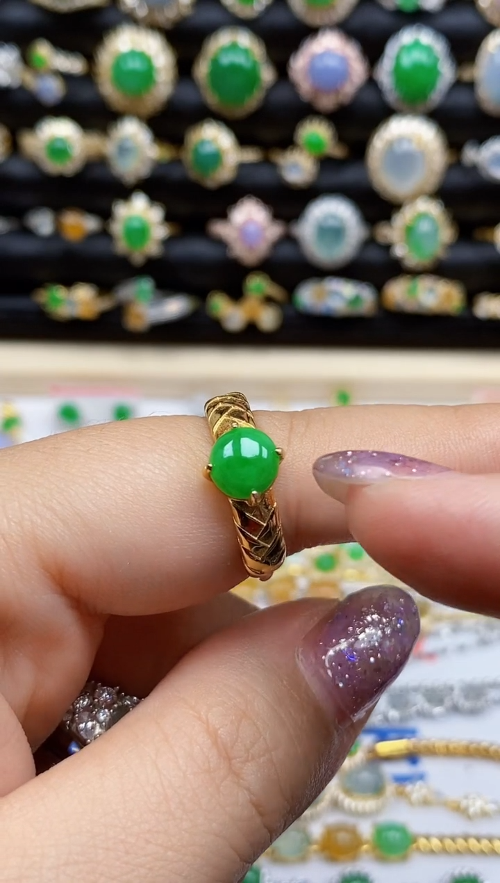 银S925镶嵌戒指翡翠4919