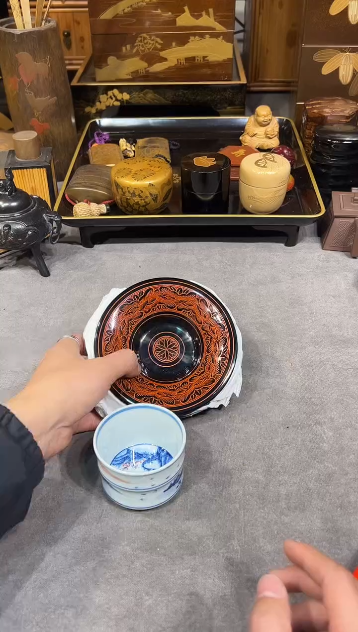 蒟酱 杯垫五片 大漆漆器大漆漆器