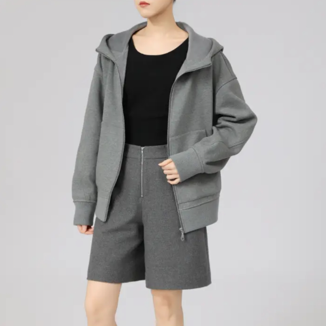 AMASS/阿玛施百搭新款卫衣拉链带帽宽松休闲时尚女士外套 5400935