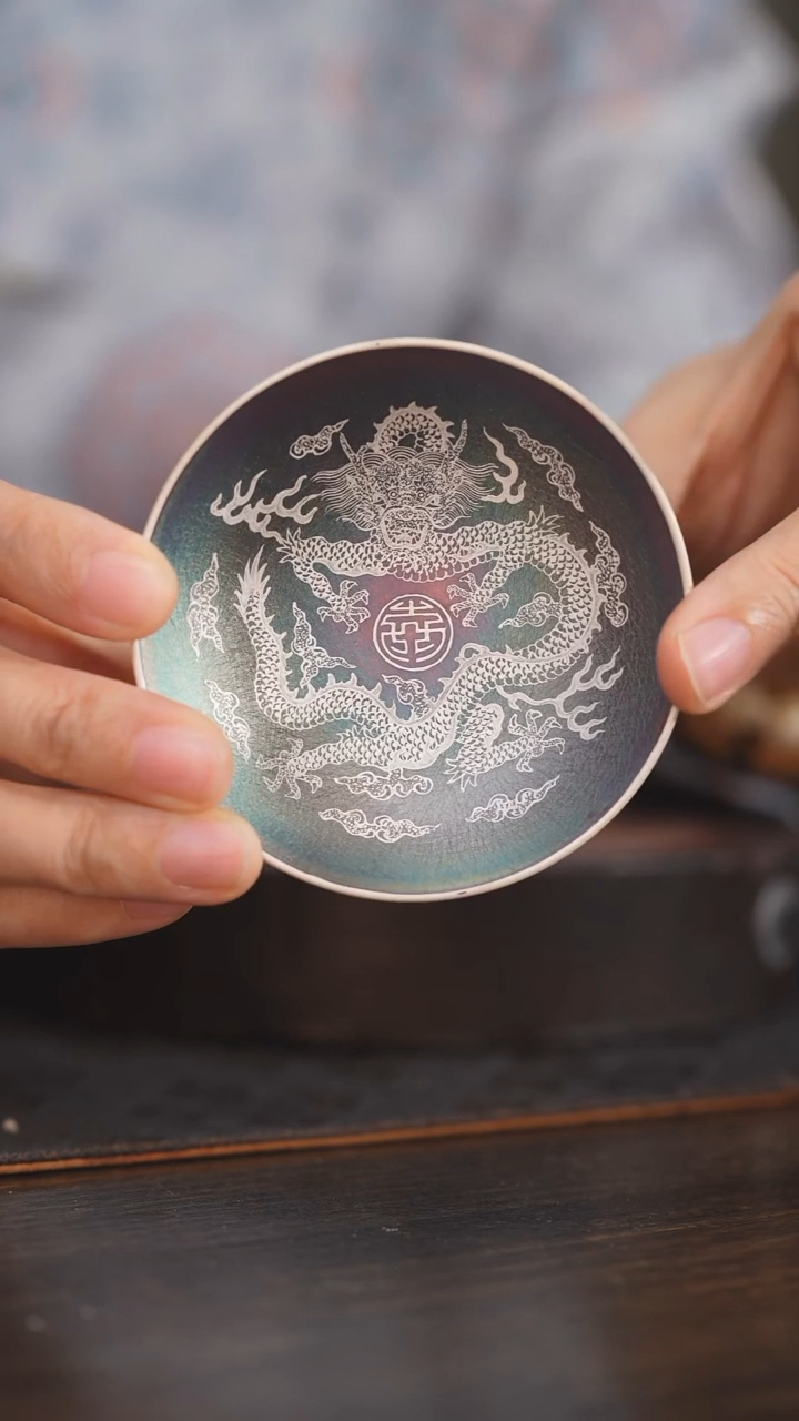 【闪购商品】杯78柴房陶瓷丨窑宝银龙盖置