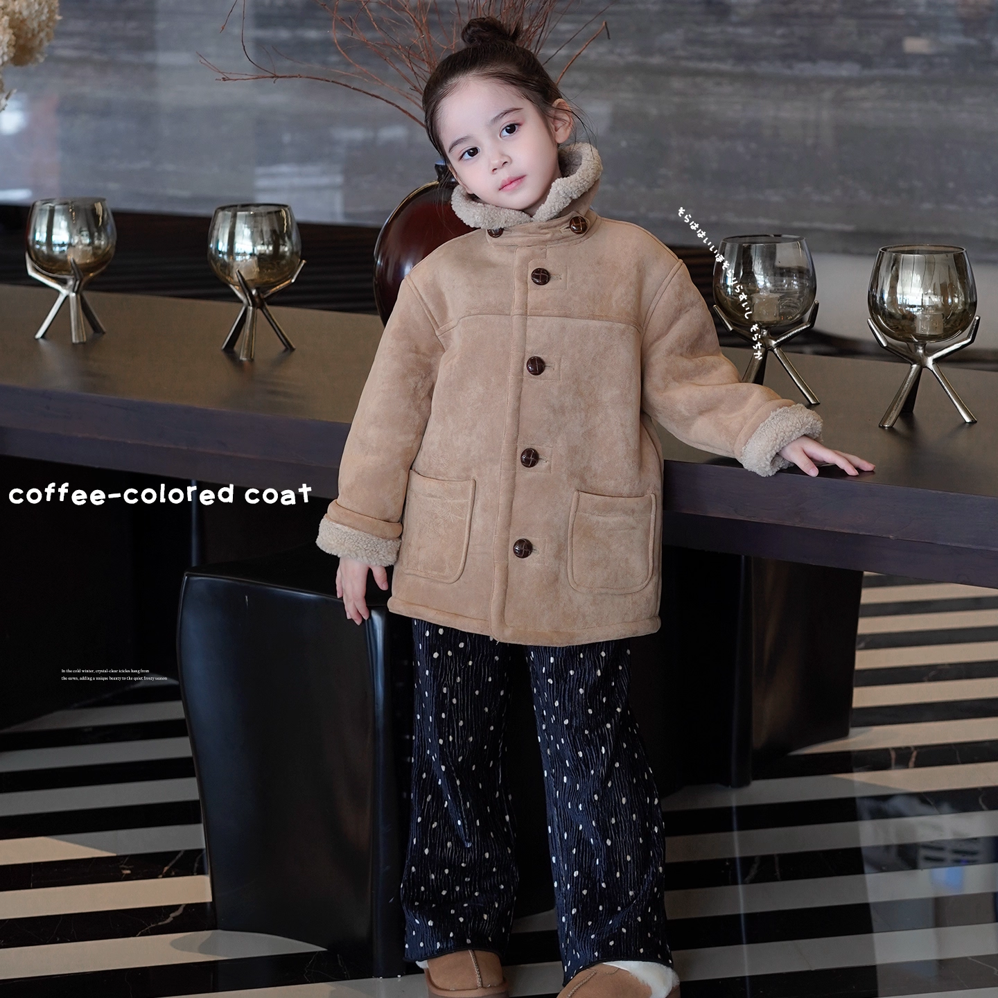 AnnieGirl秋冬新款女童休闲加绒外套儿童洋气加厚上衣宝宝2025冬